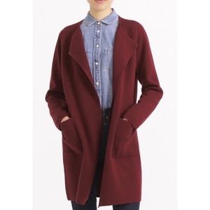 J. Crew “Juliette” collarless sweater blazer